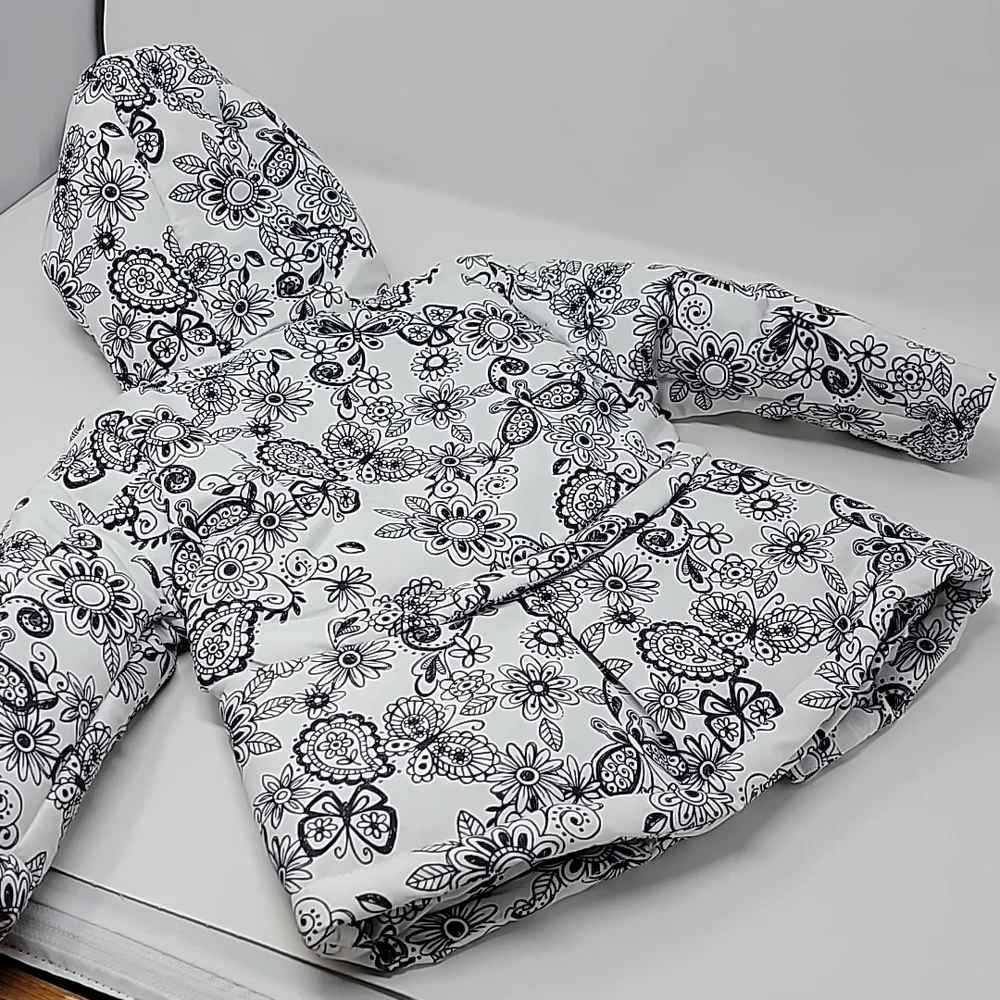 Only Kids Toddler Girl Floral & Butterfly Hooded Puffer Jacket 18M White Gray